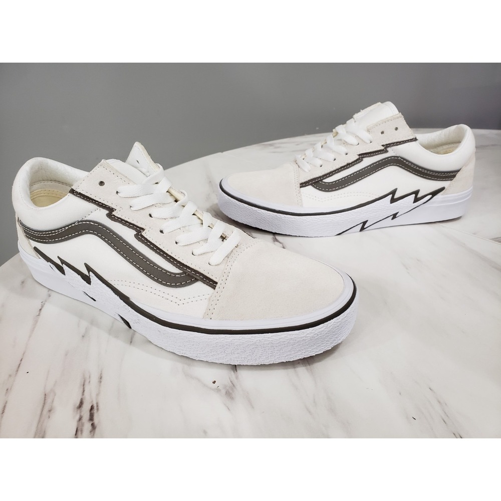 NO BOX - VANS Old Skool Bolt Suede Canvas White & Gray Olive Gum / Men's Size 9